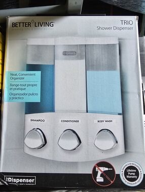 Better Living Trio Shower Dispenser - White with Blue Tanks